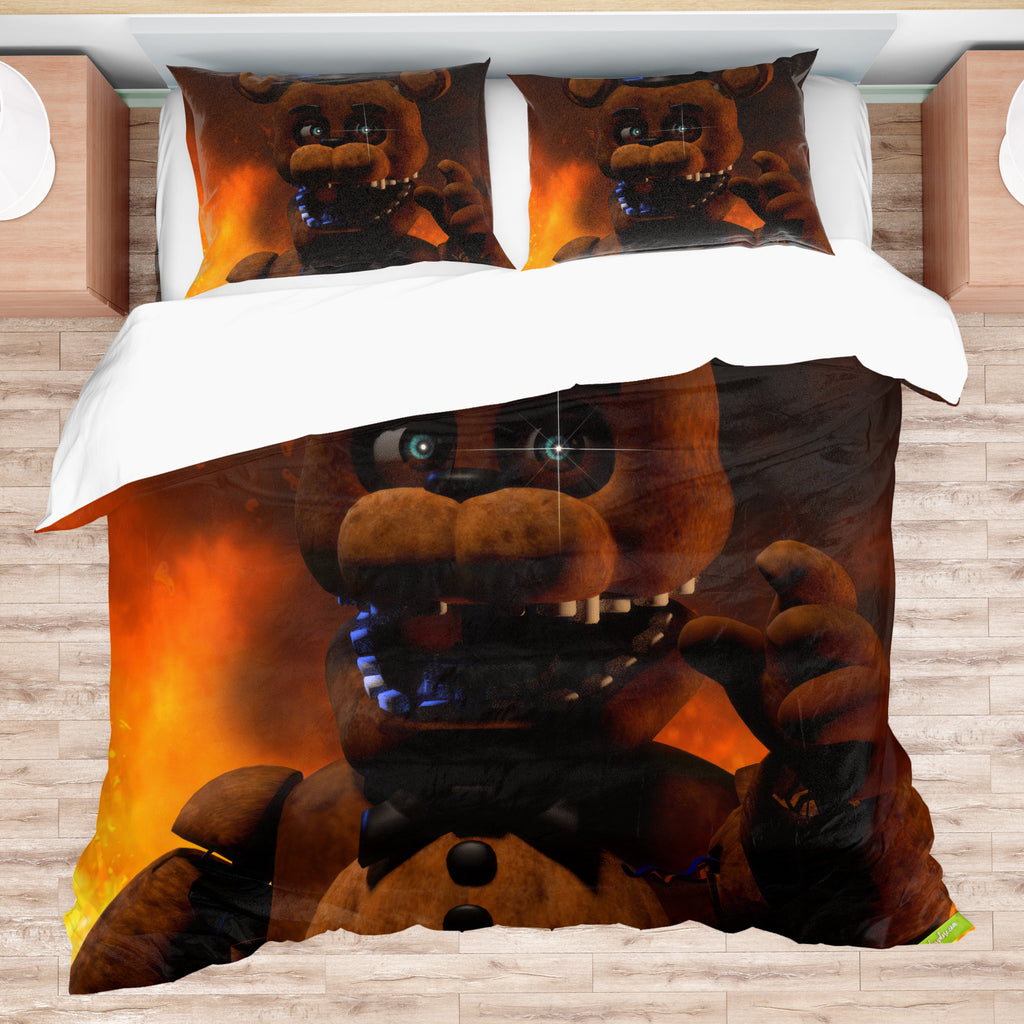 FNaF Bedding Set Freddy Fazbear Quilt Set Comfortable Soft Breathable 3D Horror Movie