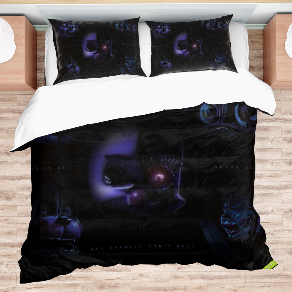 FNaF Bedding Set Nightmare Black Quilt Set Comfortable Soft Breathable