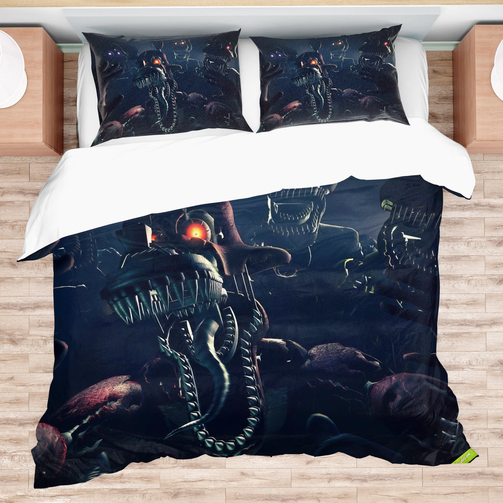 FNaF Bedding Set Horror Game Nightmare Quilt Set 3D Comfortable Soft Breathable