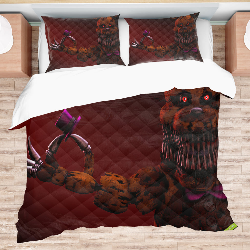 FNaF Bedding Set Horror Game Freddy Fazbear Quilt Set 3D Comfortable Soft Breathable