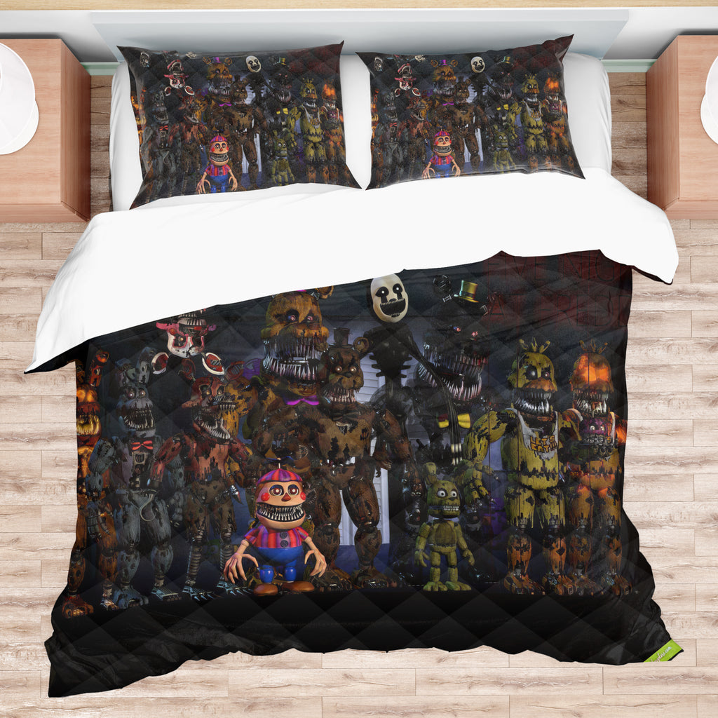 FNaF Bedding Set Horror Game Nightmare FNaF World Quilt Set 3D Comfortable Soft Breathable