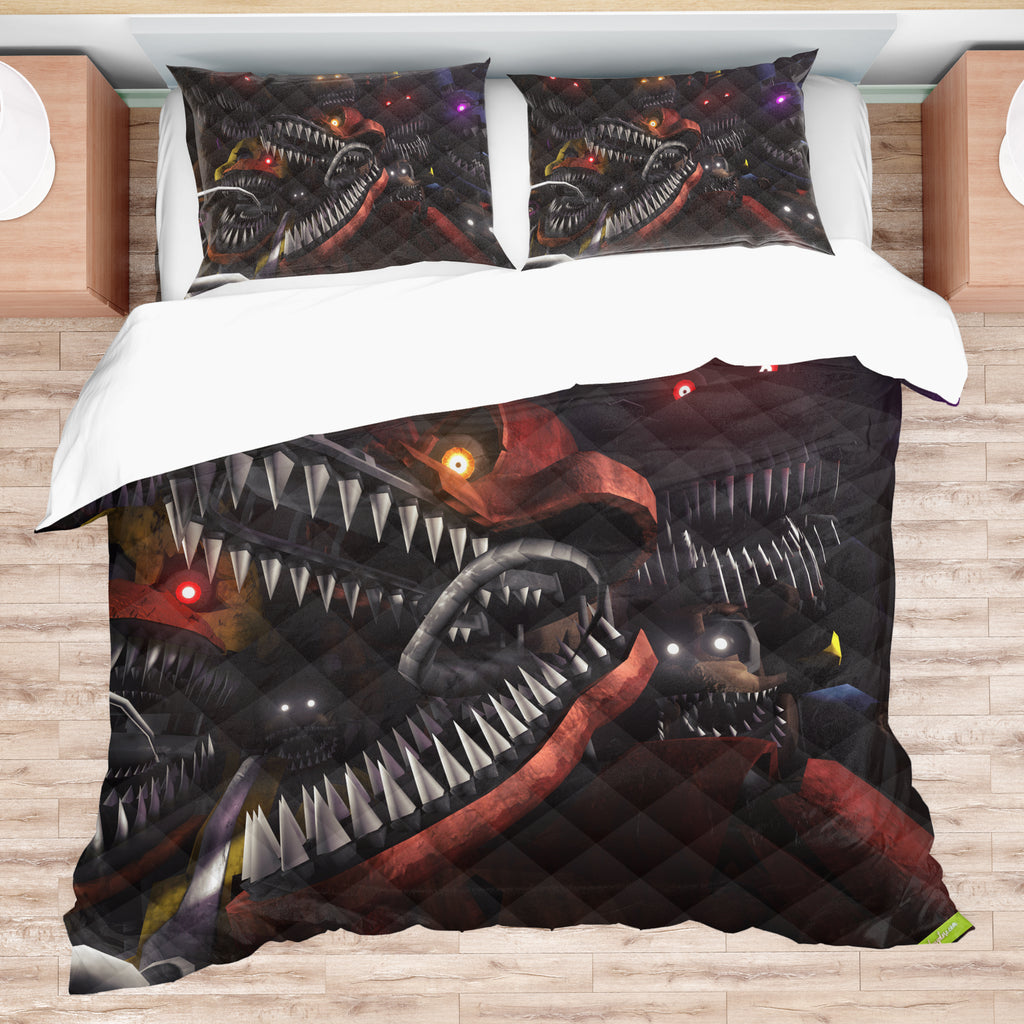 FNaF Bedding Set 3D Horror Game Nightmare FNaF World Quilt Set Comfortable Soft Breathable