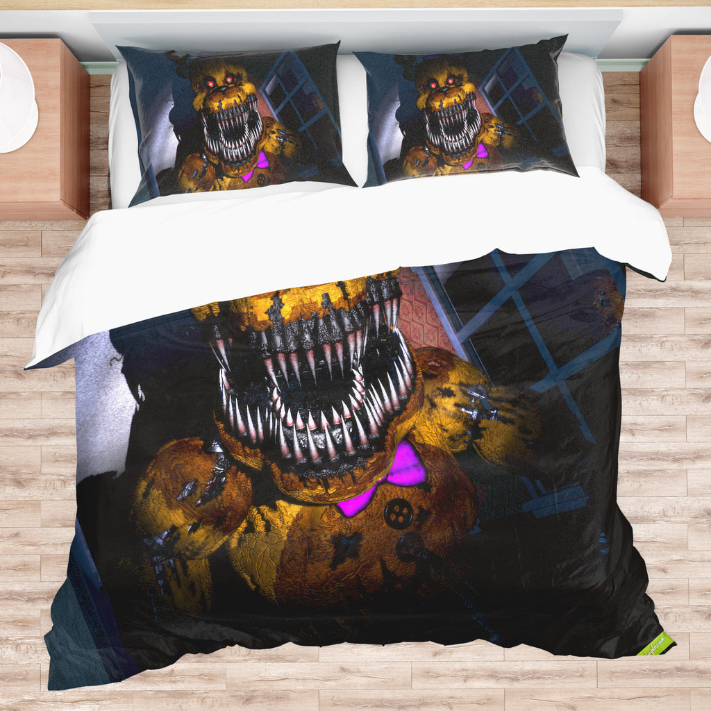 FNaF Bedding Set 3D Horror Game Freddy Fazbear Quilt Set Comfortable Soft Breathable