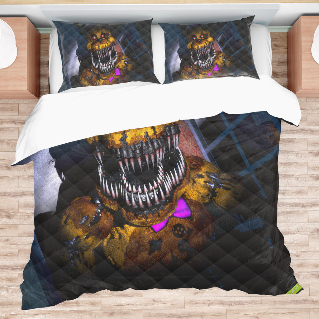 FNaF Bedding Set 3D Horror Game Freddy Fazbear Quilt Set Comfortable Soft Breathable