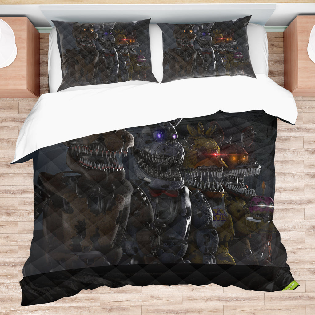 FNaF Bedding Set Foxy Nightmare Freddy Bonnie Chica Quilt Set Comfortable Soft Breathable