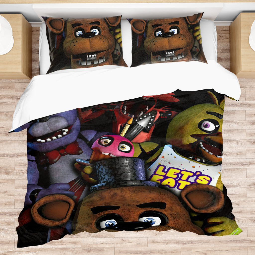 FNaF Bedding Set Freddy Fazbear Glamrock Bonnie Chica Foxy Quilt Blanket FNaF Gift