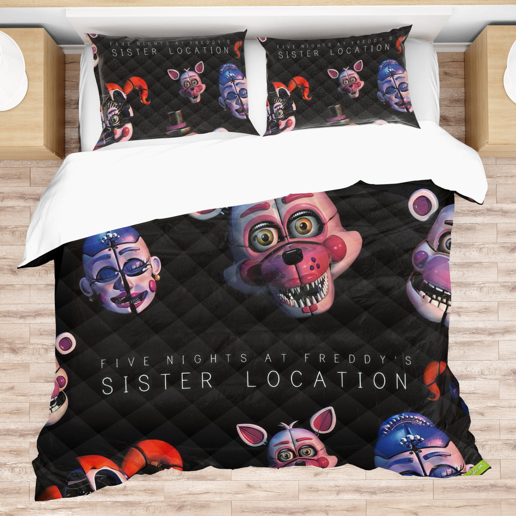 FNaF Bedding Set Quilt Set Freddy Funtime Foxy Sister Location Bed Set