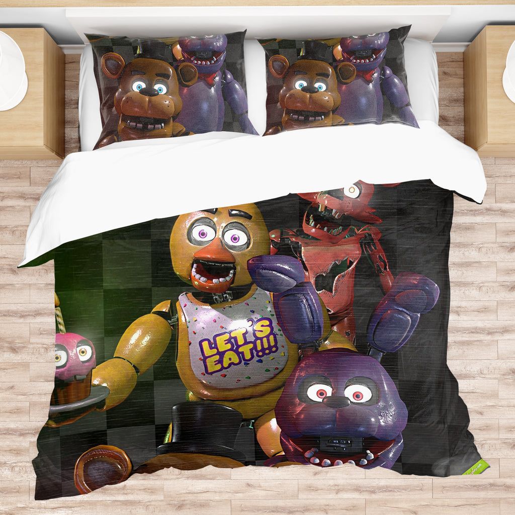 FNaF Bedding Set Quilt Set Freddy Bonnie Foxy Chica Bed Set