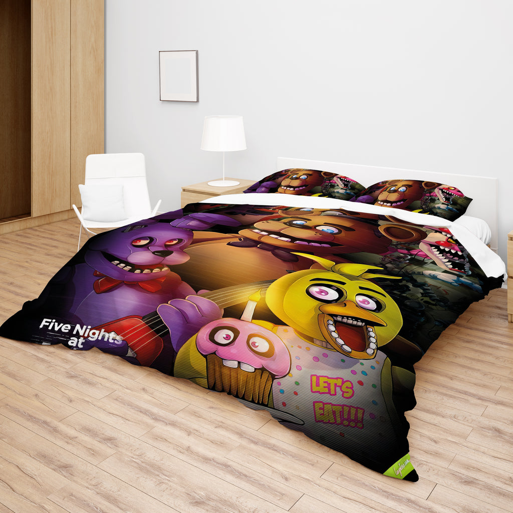 FNaF Bedding Set Freddy Fazbear Chica Foxy Glamrock Quilt Blanket FNaF Gift