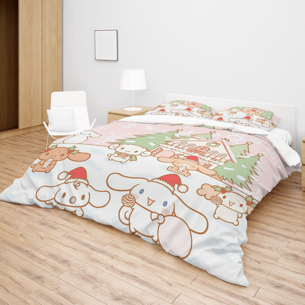 Cinnamoroll Bed Set - Snuggle Up with a Quilted Bedding Set Celebrate the Holidays with Cinnamoroll