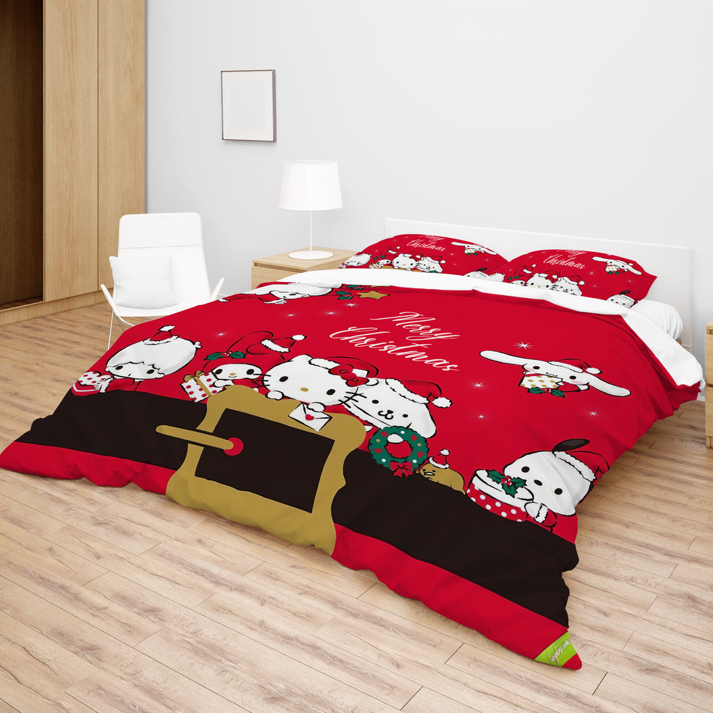 Hello Kitty Bed Set Christmas Red Blanket Cozy Comfort With Cute Sanrio Characters