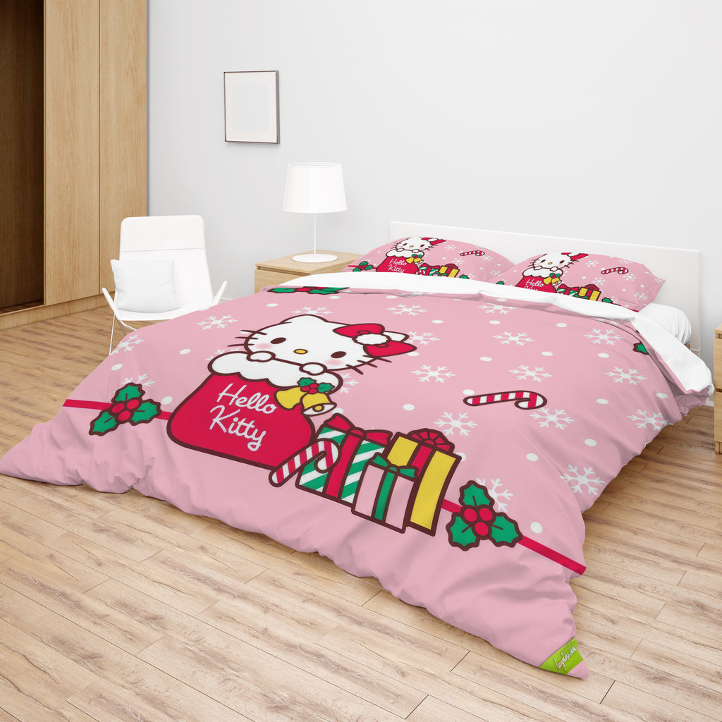 Hello Kitty Christmas Bedding Set for a Joyful Season Pink Quilted