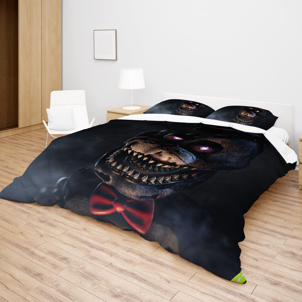FNaF Bedding Set Quilt Set Nightmare Freddy Fazbear Bed Linen Black Bed Set