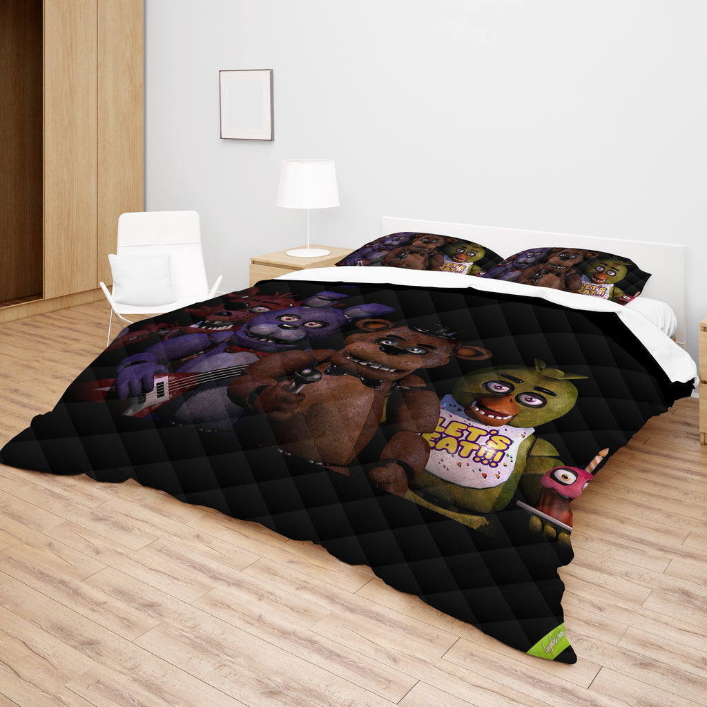 FNaF Bedding Set Quilt Set Freddy Fazbear Chica Foxy Glamrock Bed Linen