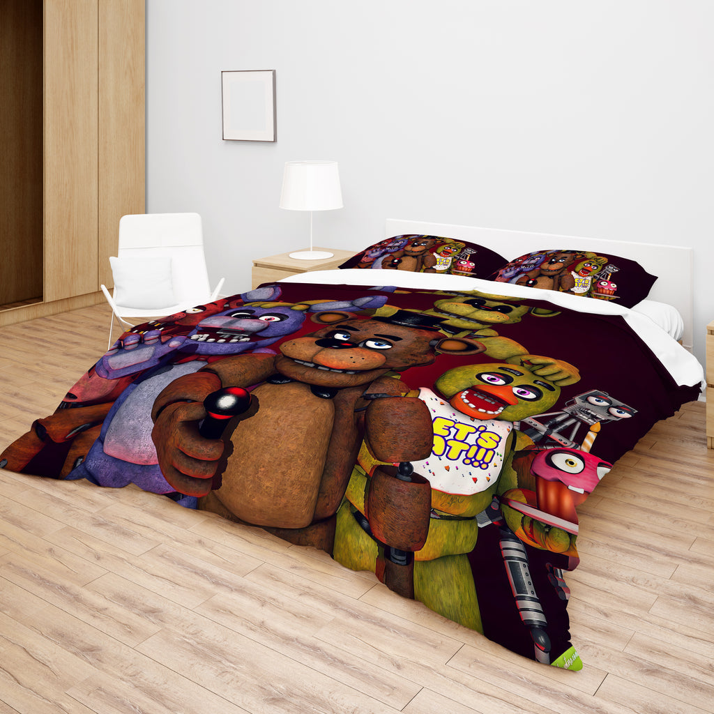 FNaF Bedding Set Quilt Set Cute Freddy Fazbear Chica Fox Bed Linen