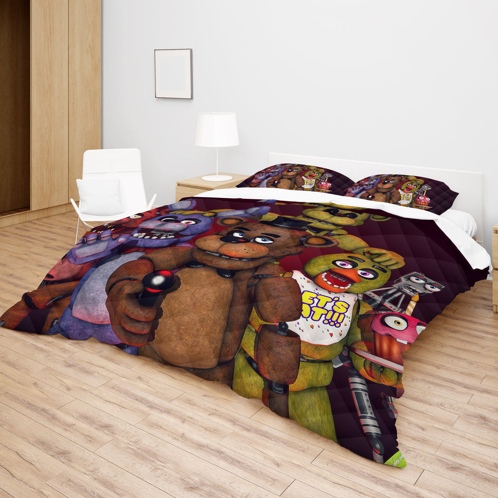 FNaF Bedding Set Quilt Set Cute Freddy Fazbear Chica Fox Bed Linen