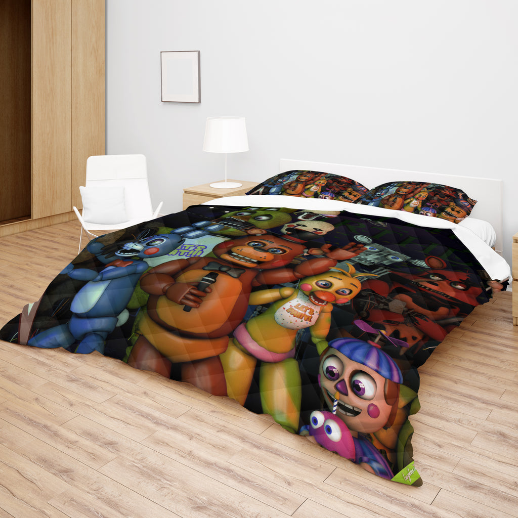 FNaF Bedding Set 3D Quilt Set Cartoon FNaF World Funny Freddy Bed Linen