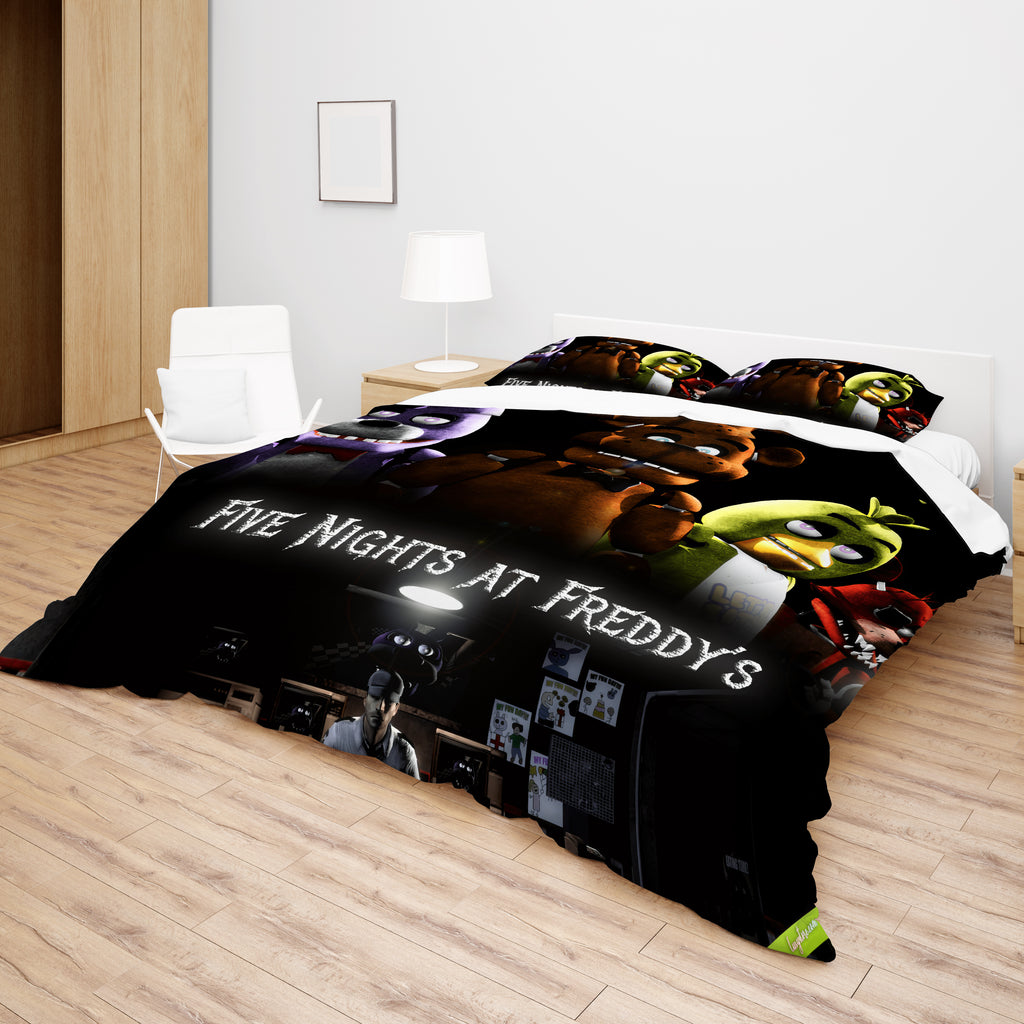 FNaF Bedding Set 3D Quilt Set Freddy Bonnie Chica Foxy Funny Bed Linen