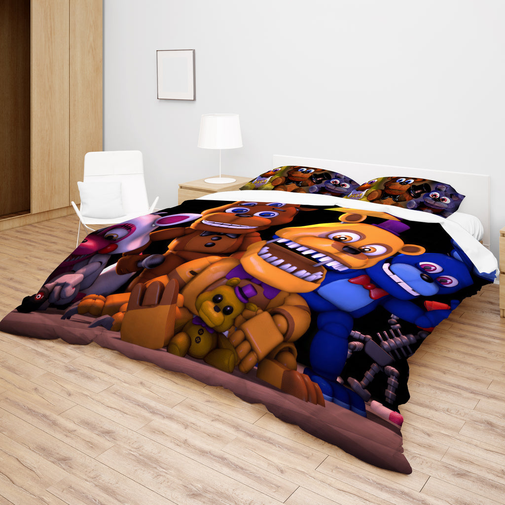 FNaF Bedding Set 3D Quilt Set Golden Freddy Cute Horror Game Bed Linen