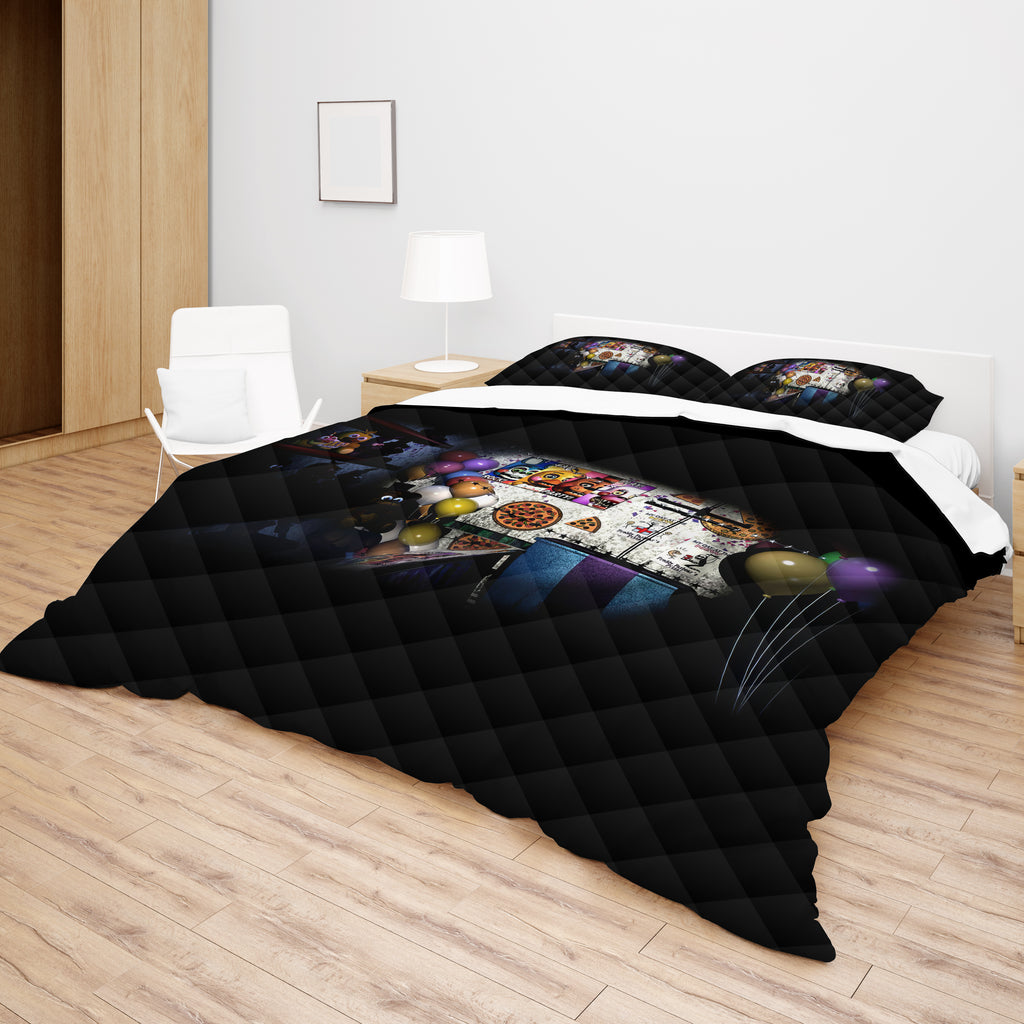 FNaF Bedding Set 3D Quilt Set Black Nightmare FNaF World