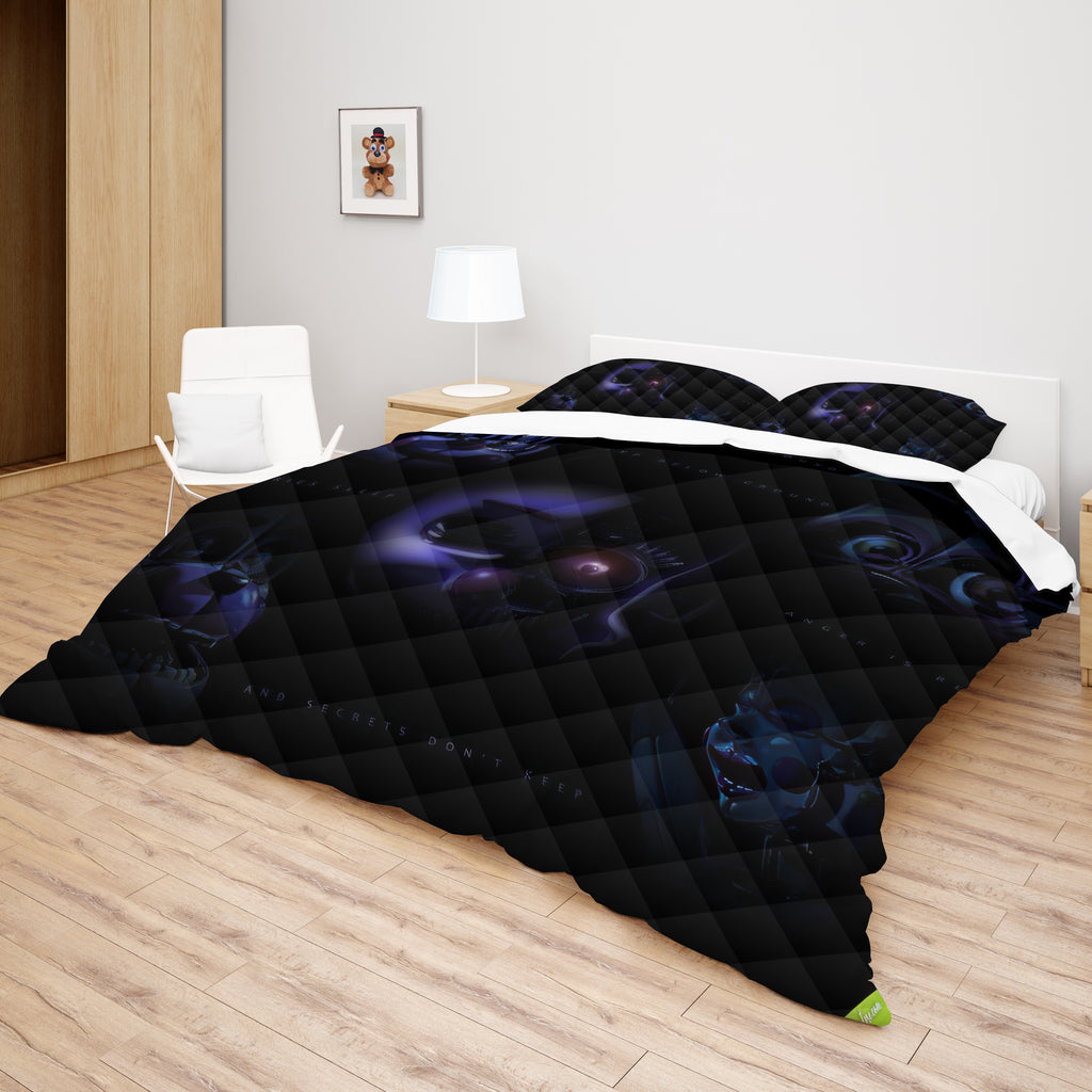 FNaF Bedding Set Nightmare Black Quilt Set Comfortable Soft Breathable