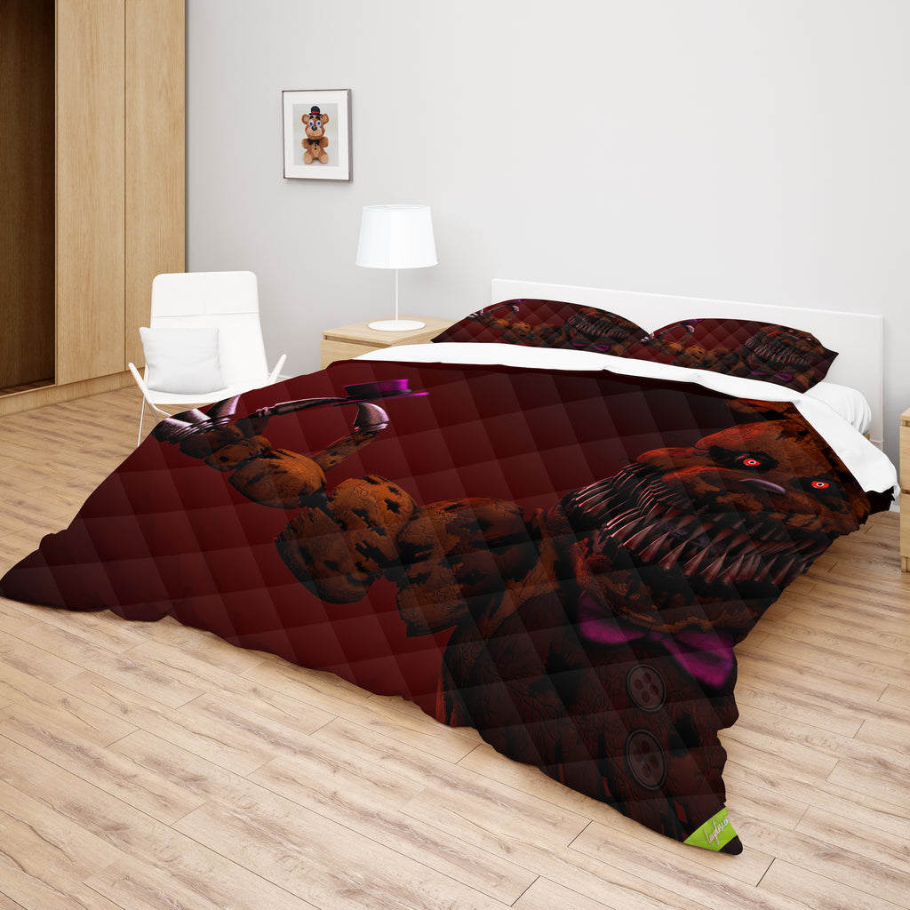 FNaF Bedding Set Horror Game Freddy Fazbear Quilt Set 3D Comfortable Soft Breathable