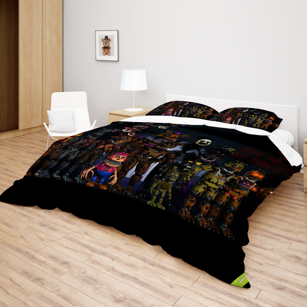 FNaF Bedding Set Horror Game Nightmare FNaF World Quilt Set 3D Comfortable Soft Breathable