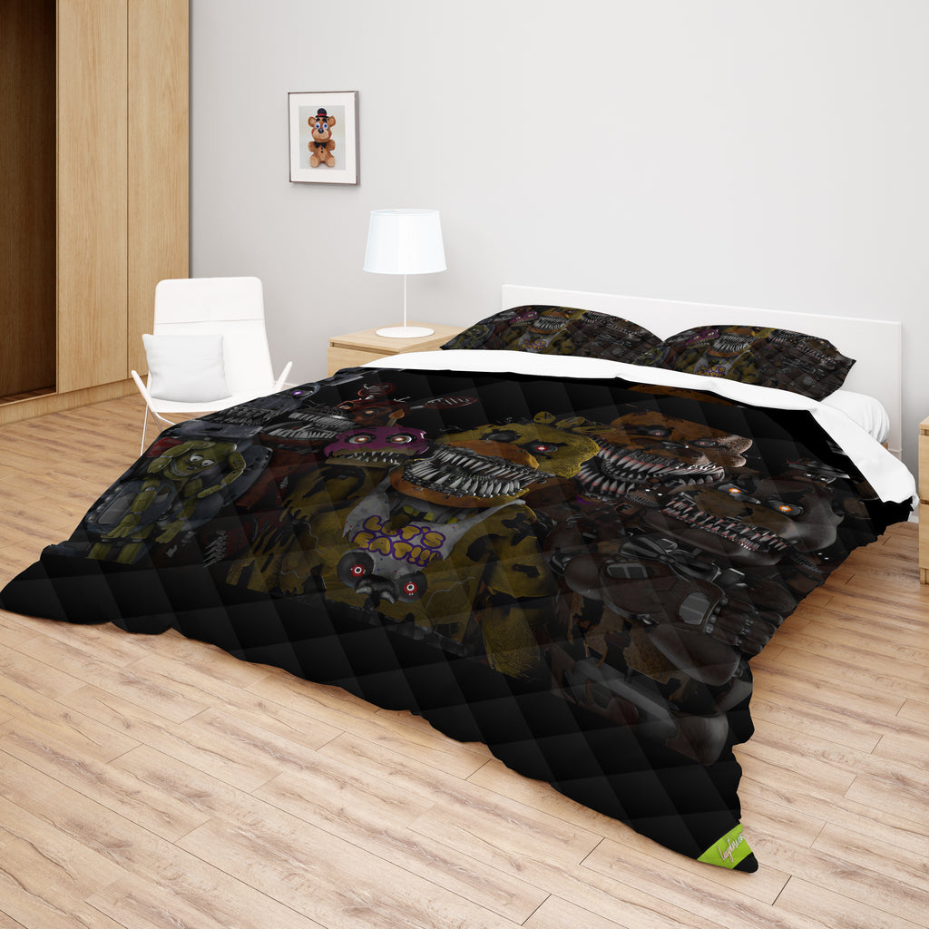 FNaF Bedding Set Funny Nightmare FNaF World Quilt Set 3D Comfortable Soft Breathable