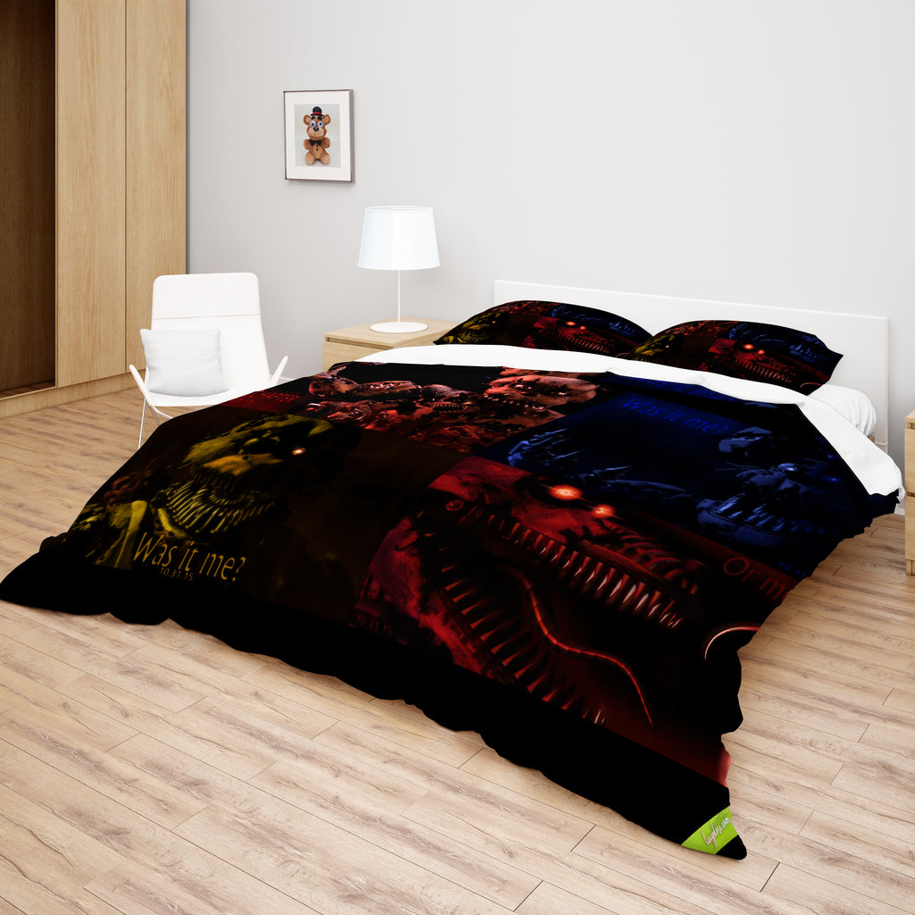 FNaF Bedding Set 3D Horror Game Nightmare Foxy Freddy Bonnie Chica Quilt Set Comfortable Soft Breathable