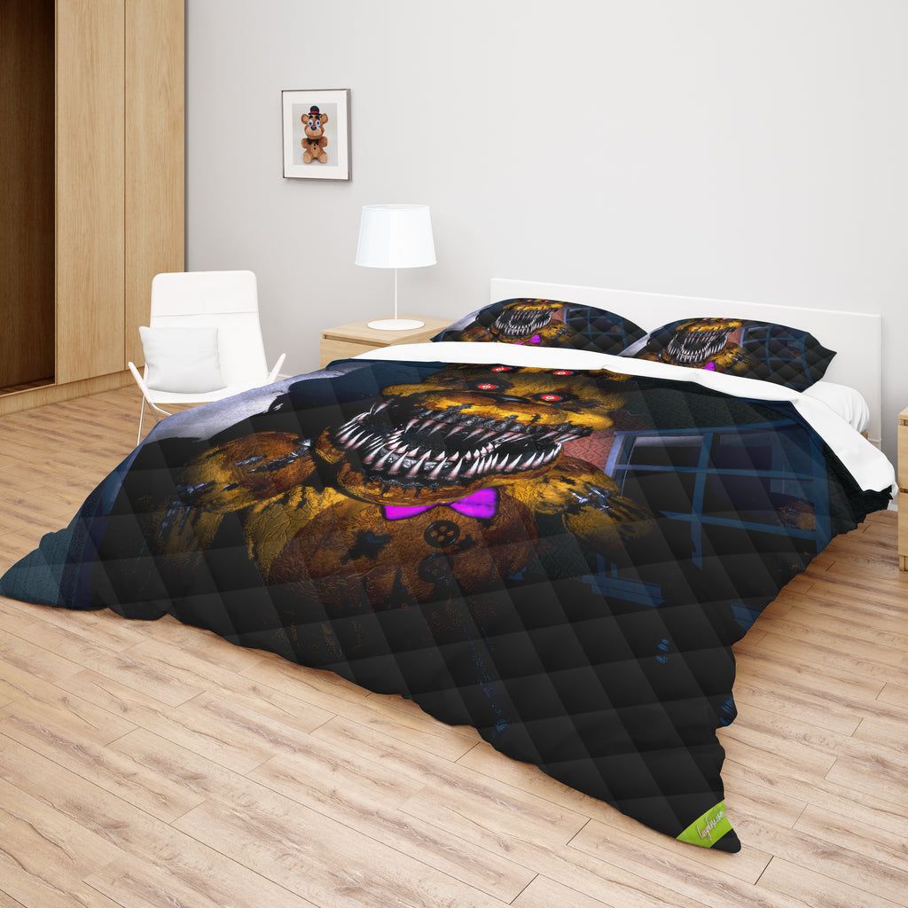 FNaF Bedding Set 3D Horror Game Freddy Fazbear Quilt Set Comfortable Soft Breathable