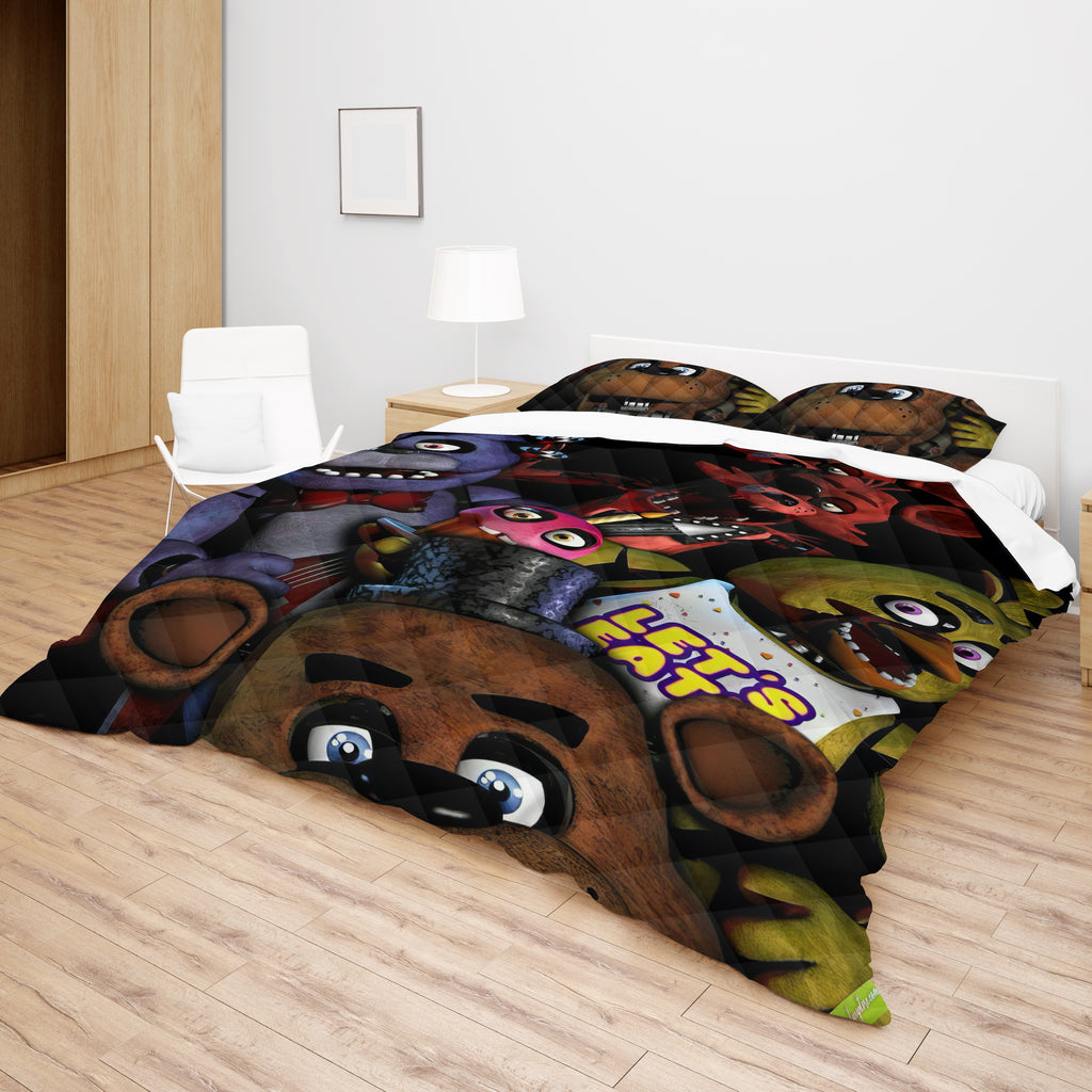 FNaF Bedding Set Freddy Fazbear Glamrock Bonnie Chica Foxy Quilt Blanket FNaF Gift