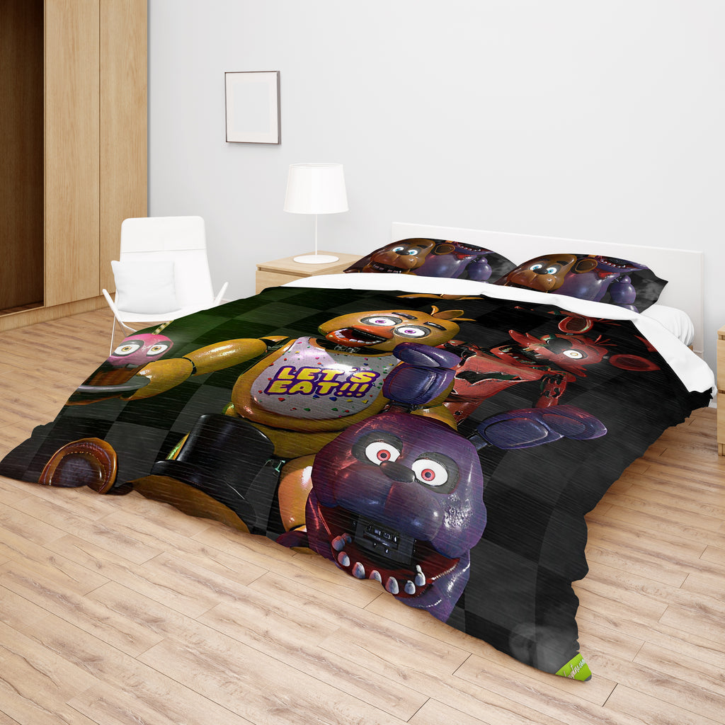 FNaF Bedding Set Quilt Set Freddy Bonnie Foxy Chica Bed Set