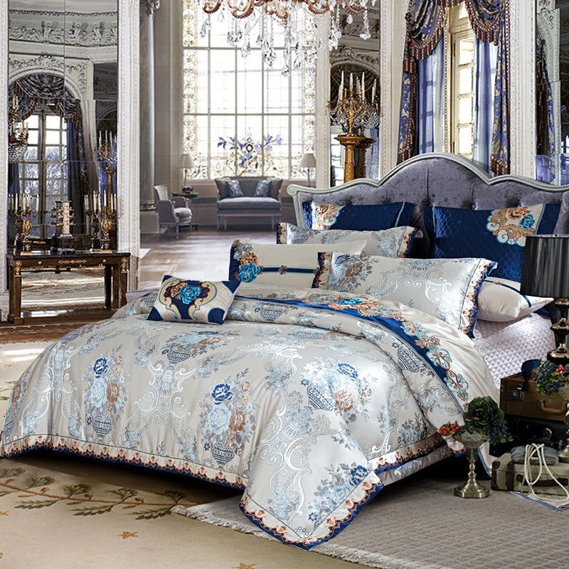 Luxury Bedding Sets Silk Satin Cotton Silver Golden Bed Spread Luxury Bed Room