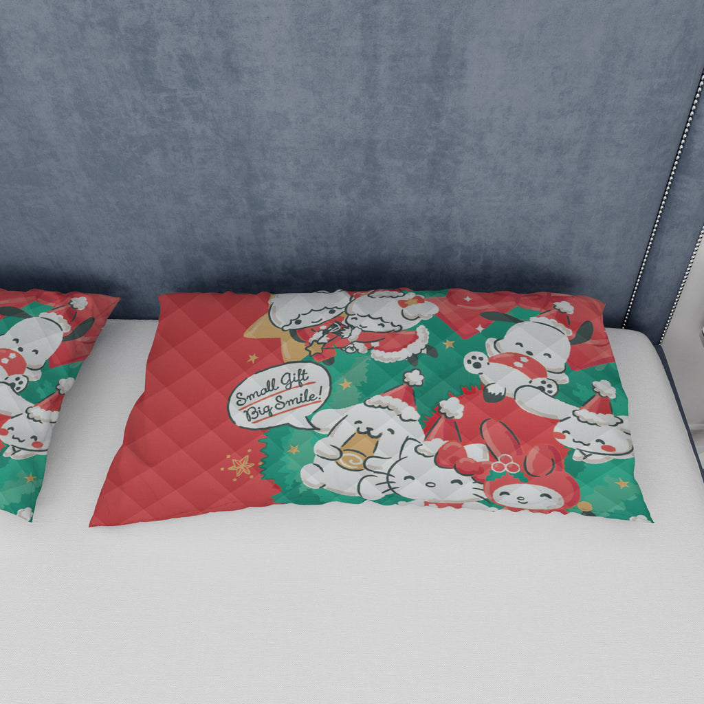 Hello Kitty Bed Set - Merry Christmas Bedding Luxurious Quilted Bed Set