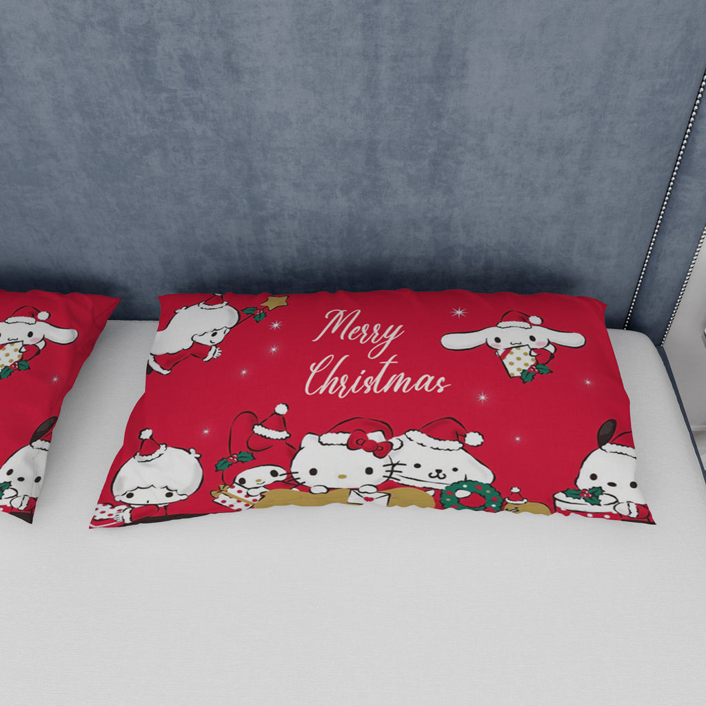 Hello Kitty Bed Set Christmas Red Blanket Cozy Comfort With Cute Sanrio Characters