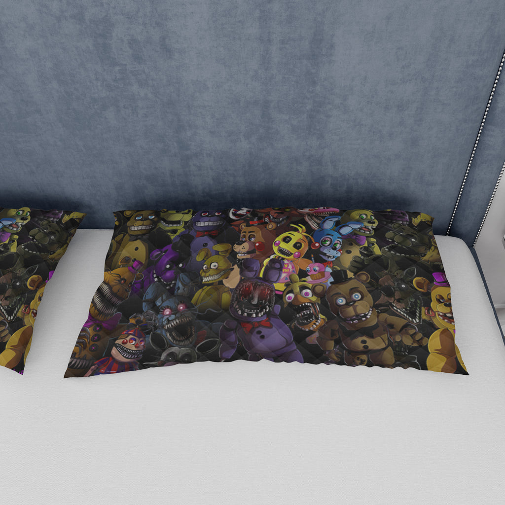 FNaF Bedding Set Cartoon Horror Movie Quilt Set FNaF World Withered Bonnie Glamrock