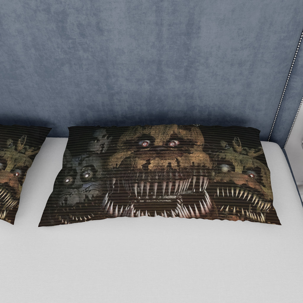 FNaF Bedding Set Nightmare Freddy Bonnie Chica Quilt Set 3D Horror Movie