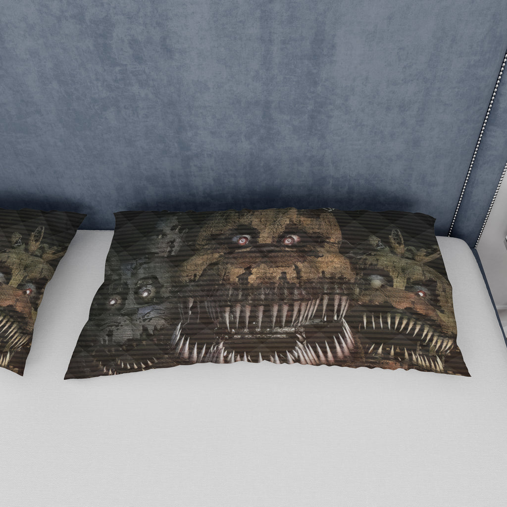 FNaF Bedding Set Nightmare Freddy Bonnie Chica Quilt Set 3D Horror Movie