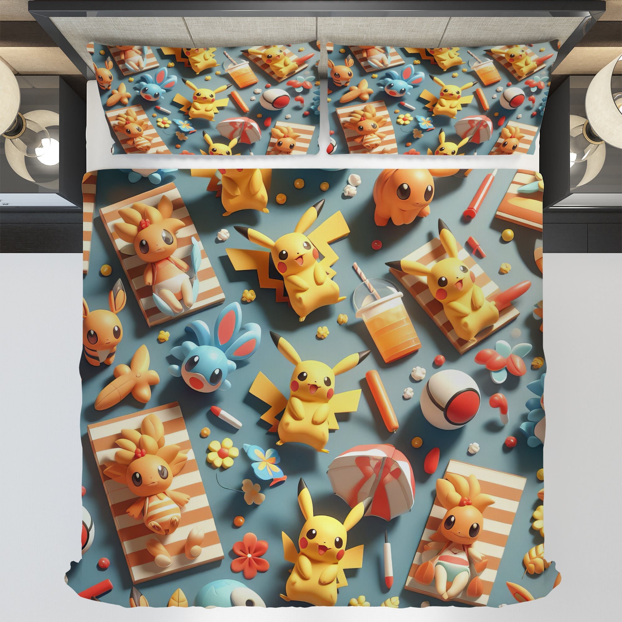 Pokemon Bedding 3D Funny Pikachu Bed Linen For Bedroom - Bedding Set & Quilt Set