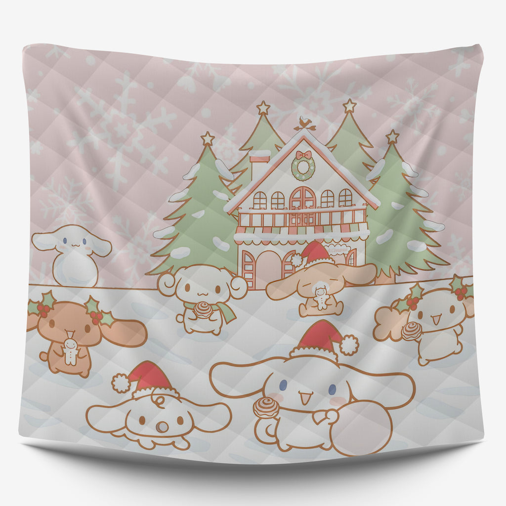 Cinnamoroll Bed Set - Snuggle Up with a Quilted Bedding Set Celebrate the Holidays with Cinnamoroll