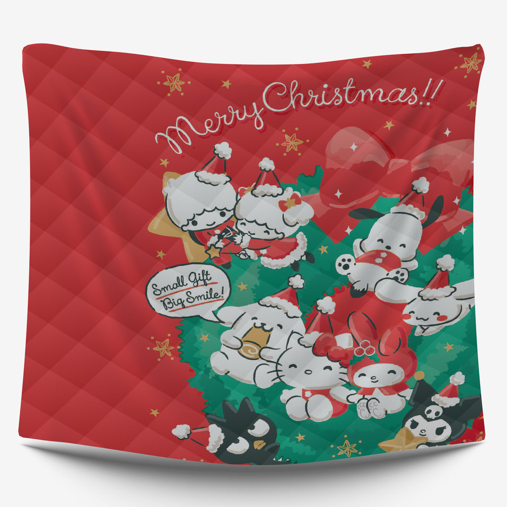 Hello Kitty Bed Set - Merry Christmas Bedding Luxurious Quilted Bed Set