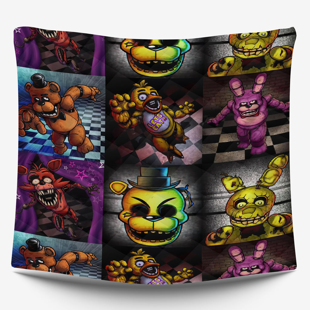 FNaF Bedding Set Colorful Quilt Set Cartoon Freddy Fazbear Chica Fox Bed Linen