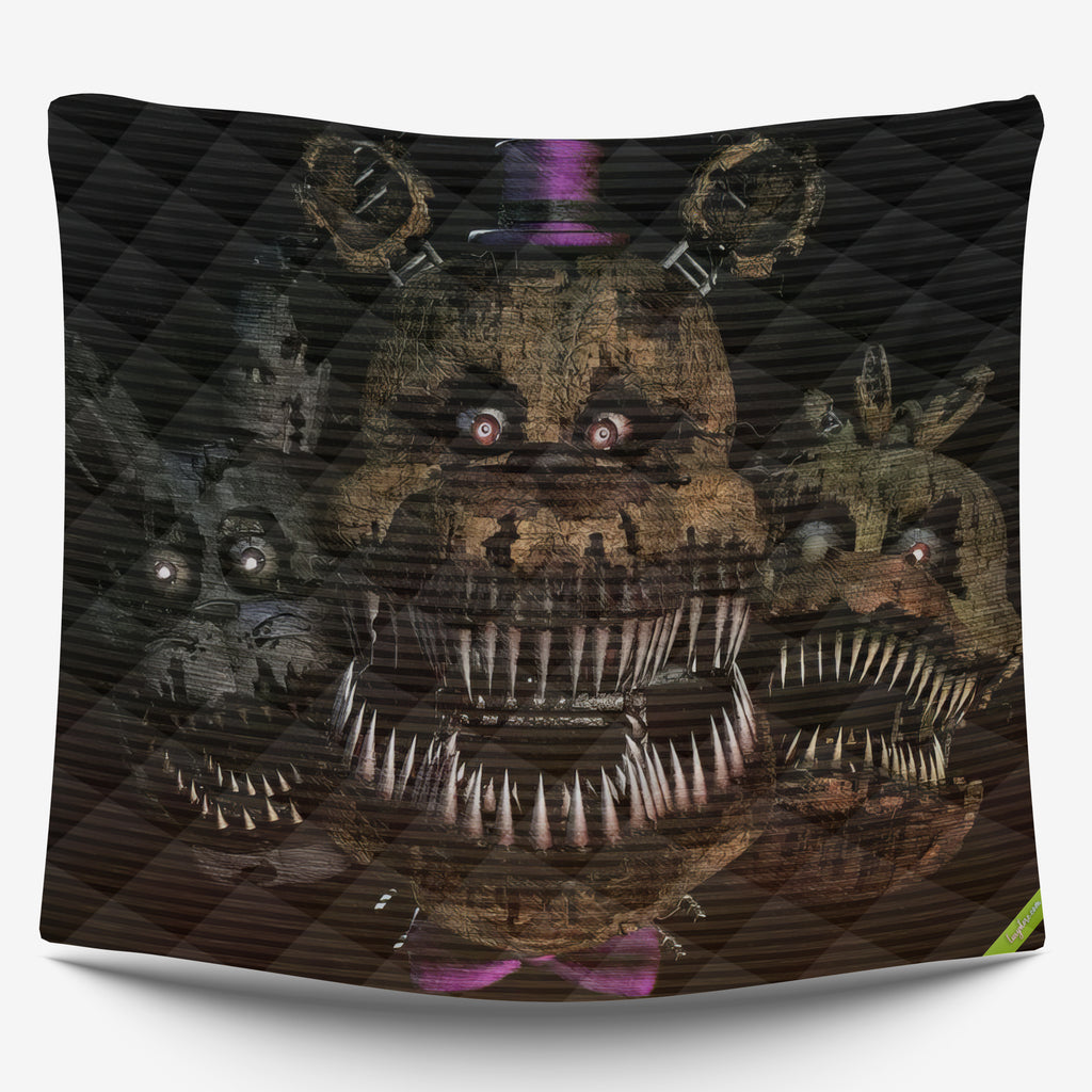 FNaF Bedding Set Nightmare Freddy Bonnie Chica Quilt Set 3D Horror Movie