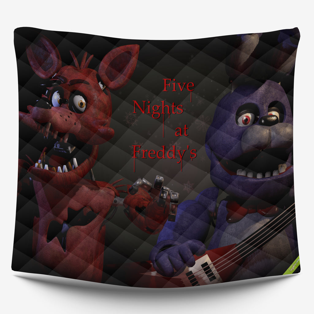 FNaF Bedding Set Bonnie Foxy Glamrock Quilt Set 3D Horror Movie