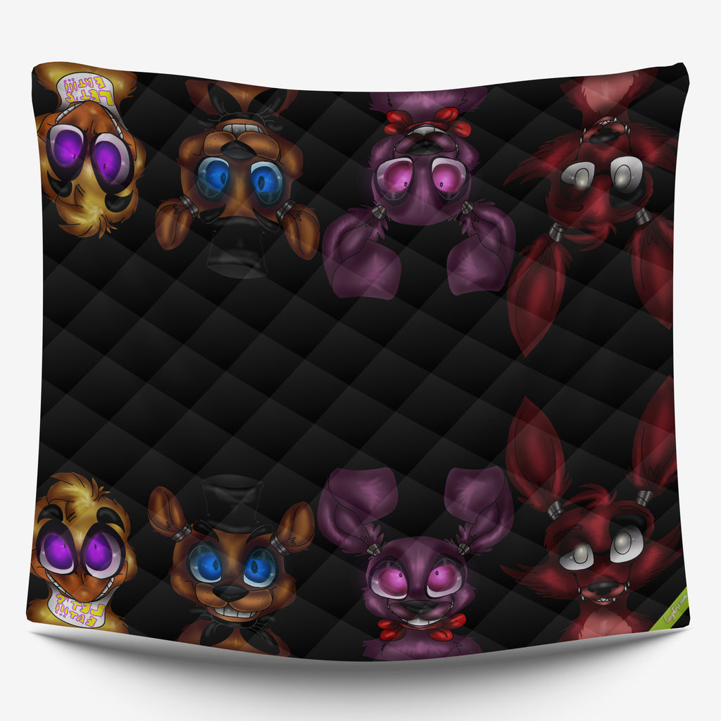 FNaF Bedding Set Cute Nightmare Bonnie Foxy Freddy Chica Quilt Set 3D Horror Movie