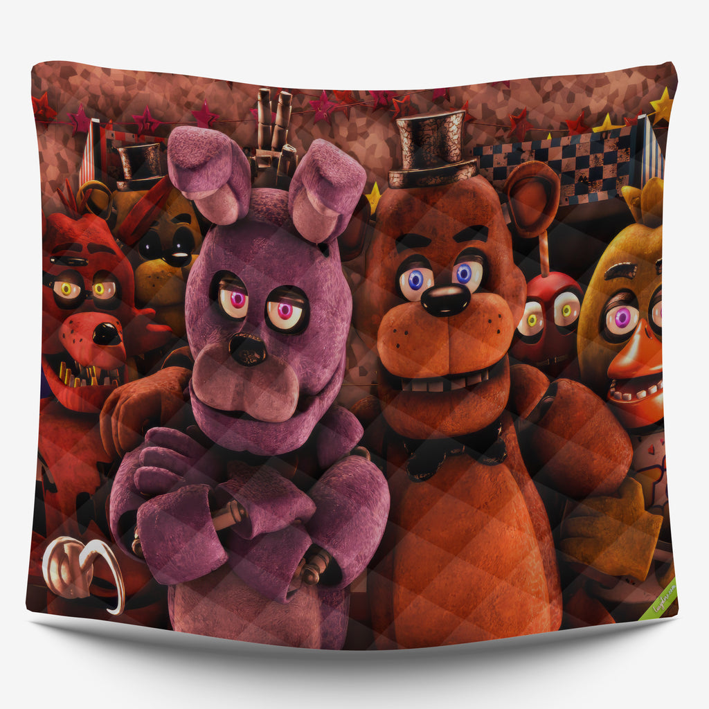 FNaF Bedding Set FNaF World Glamrock Quilt Set 3D Horror Movie