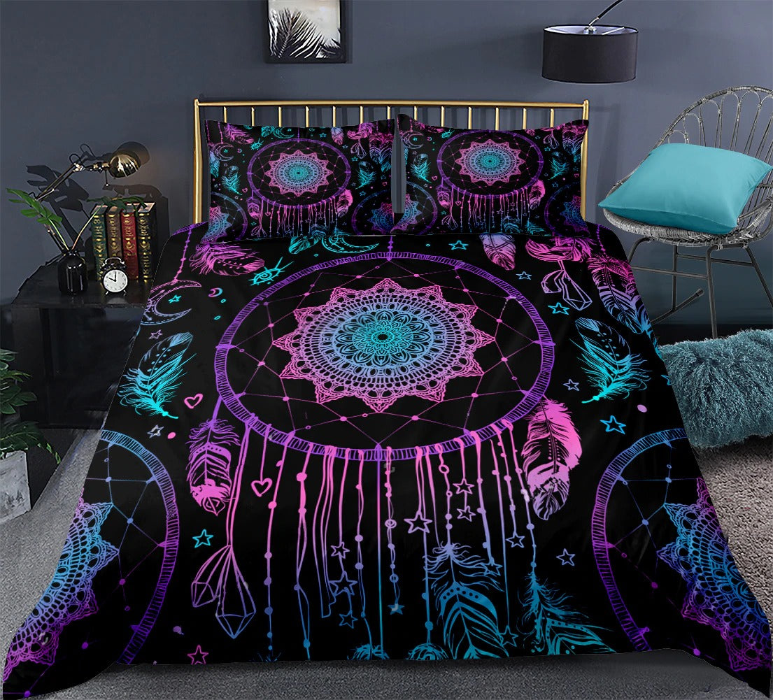 Boho Bedding Feathers Galaxy Bed Set