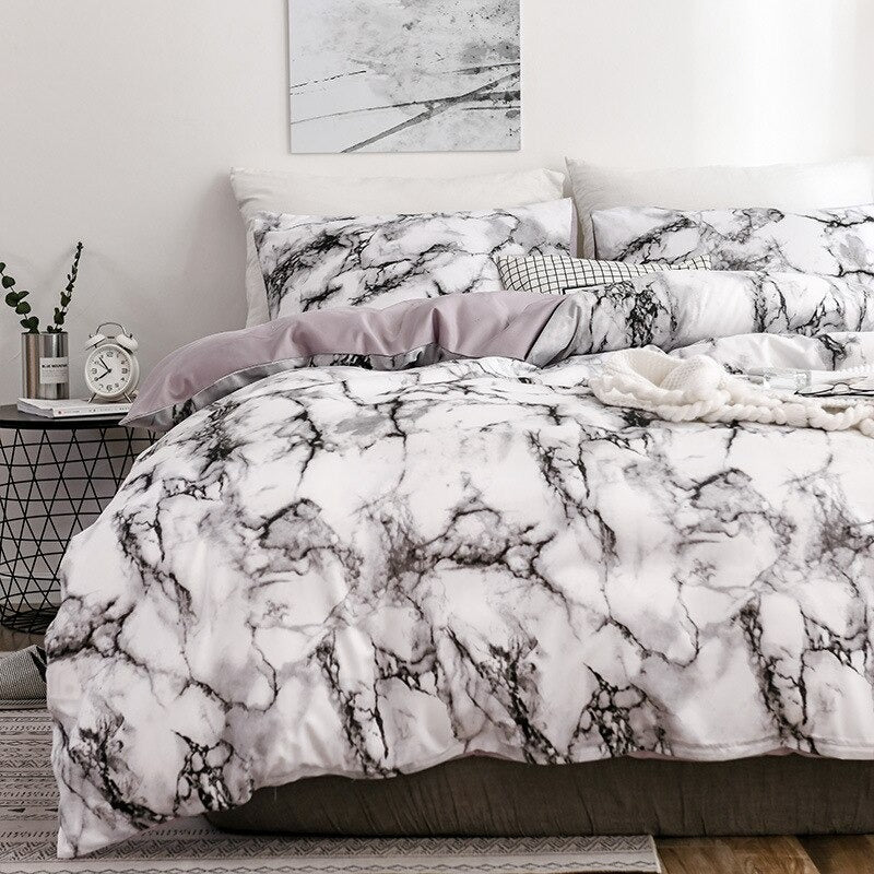 Modern Bedding Sets Marble Quilt Cover Sheets King Queen Size Bedlinen High Quality