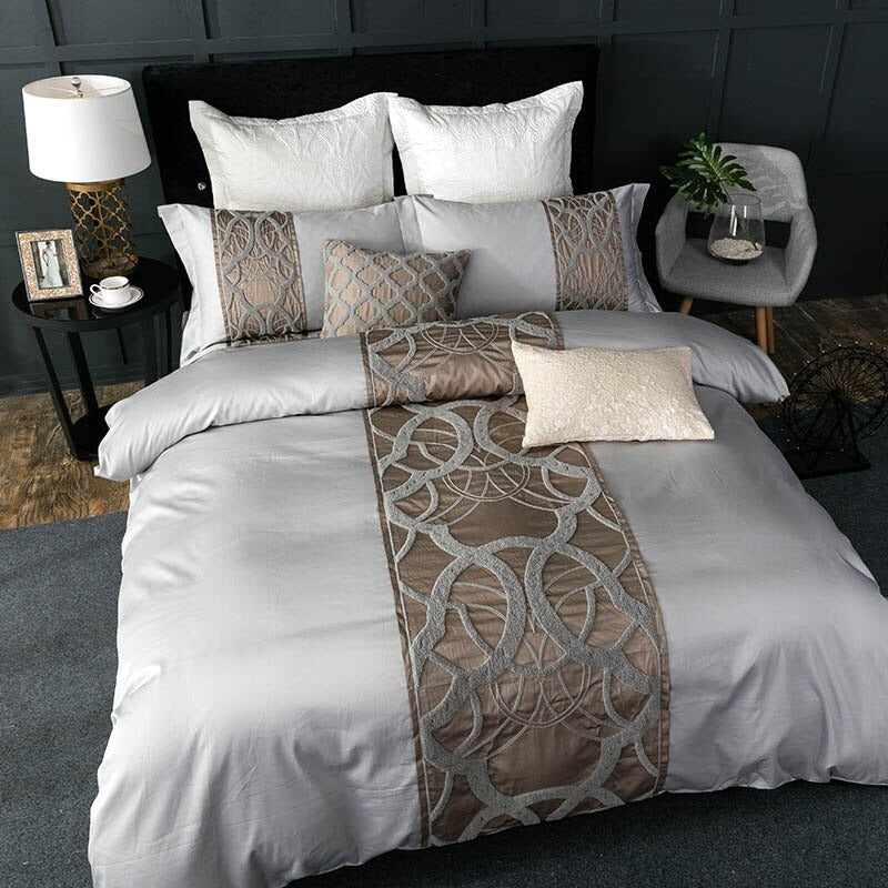 Luxury Bedding Sets 60S Egyptian Cotton Grey Bedding Sets Bed Linen Luxury Room