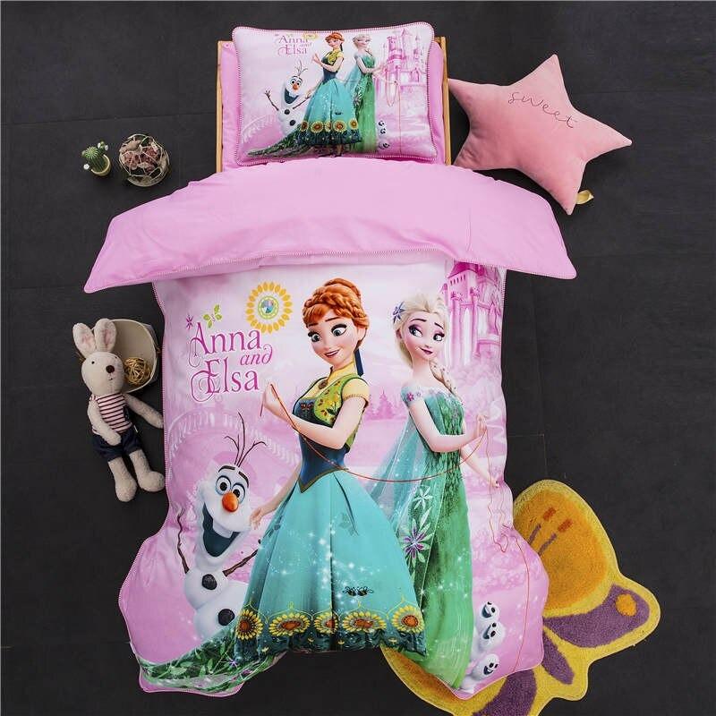 Frozen Bed Set Elsa Pink Bedding Sets Bed Linens Baby Girl 47"X59" Cotton 3D Comforter - Lusy Store